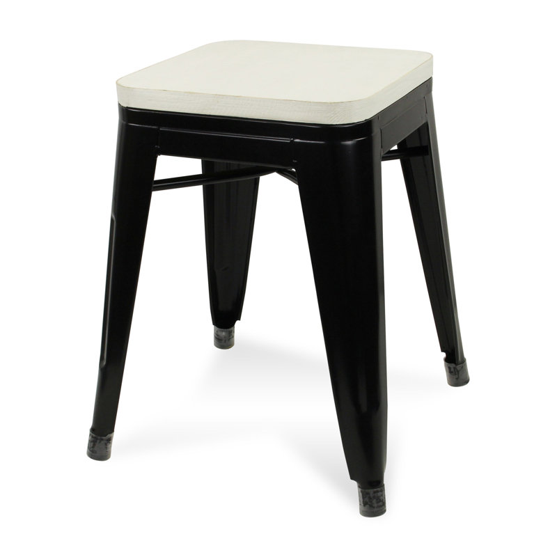 Chaise sans dossier en métal galvanisé 18 po, Noir / blanc
