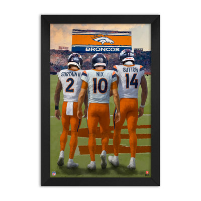 Affiche encadrée 3 joueurs des Broncos de Denver (NFL), 35,5 x 51 cm