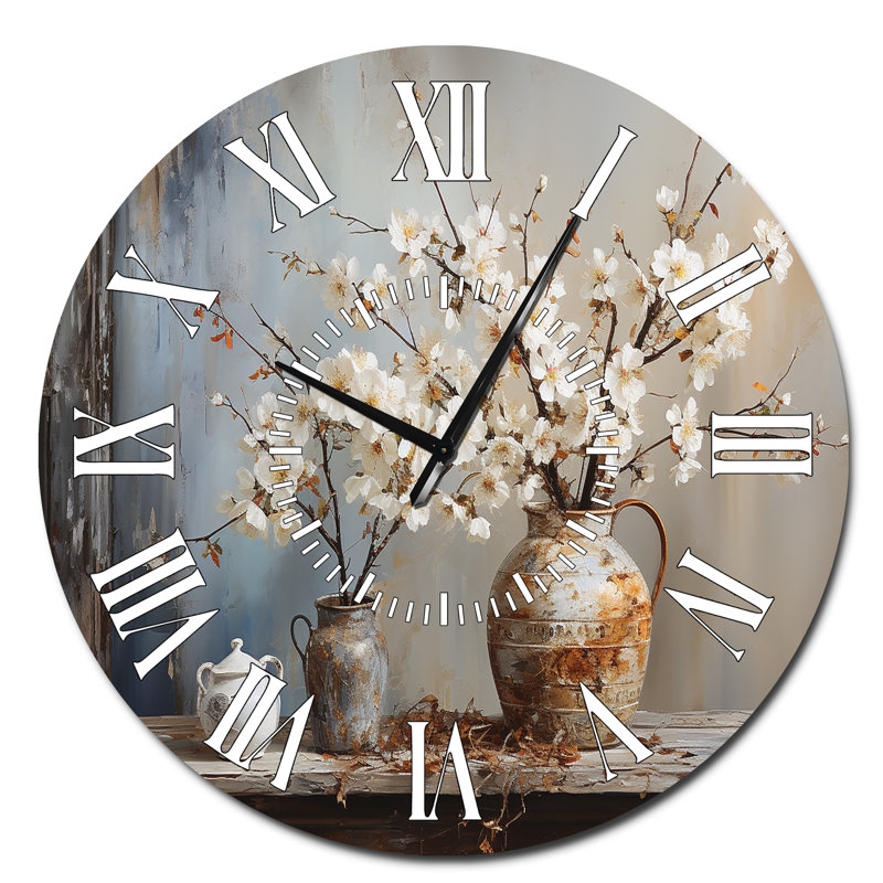 Horloge murale poterie et fleurs, Oversized