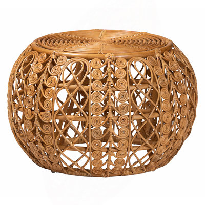 Bohemian Rattan Coffee Table with Open Base, Living Room Table