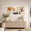 Ensemble de 3 toiles murales patchwork à motifs de feuilles botaniques rouille et beige-1649722232