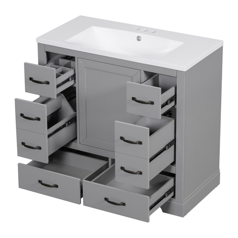 Meuble-lavabo 36 po avec lavabo, Gris