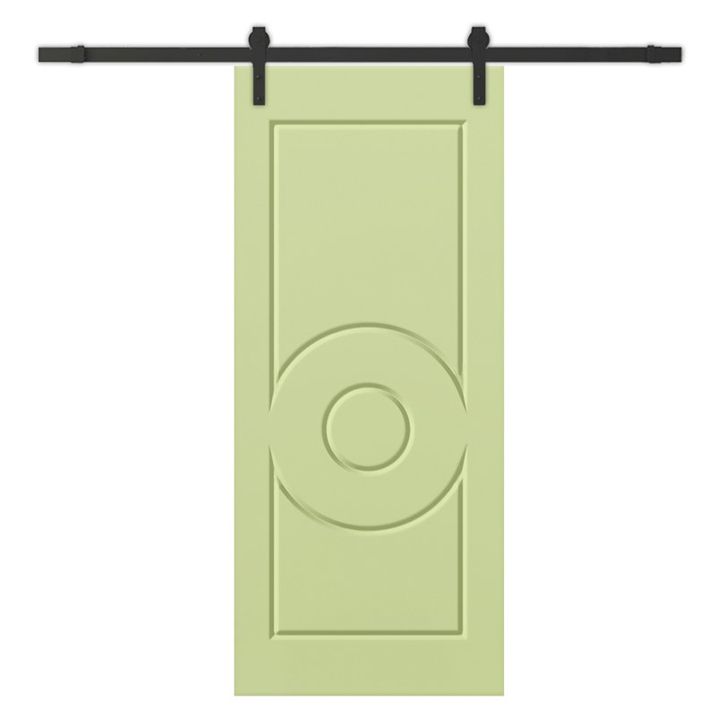 Porte de grange à panneaux et en bois manufacturé avec quincaillerie d'installation, 24 po x 80 po, Vert sauge
