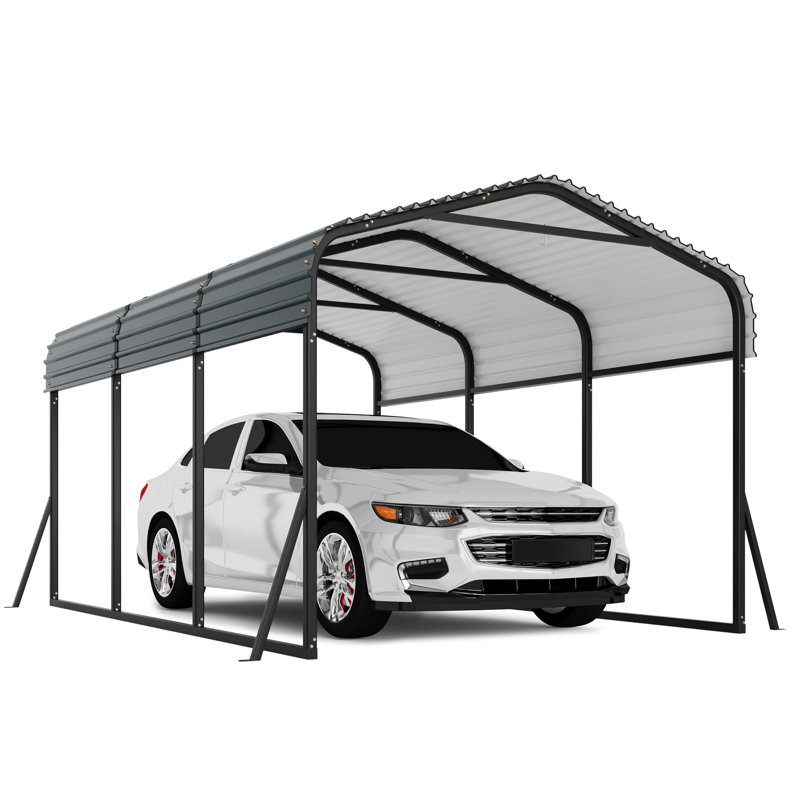 Metal Carport With Galvanized Steel Roof, Heavy Duty Metal Roof Carport With Enhanced Base, Tall Kits Garage For Tractors, Trucks, Boats, Cars