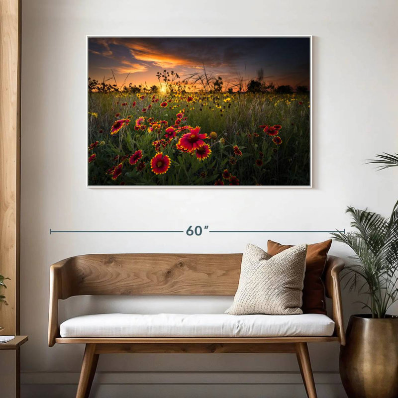 Aube au champ de fleurs, Cadre flottant blanc, 46 po x 31 po