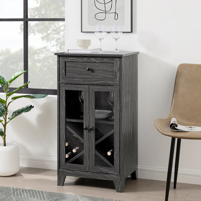 Bar classique avec porte en verre avec rangement pour bouteilles