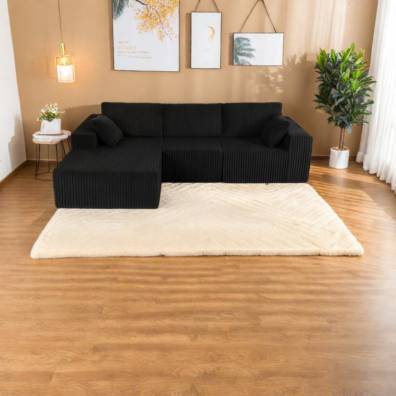 Canapé modulaire de luxe, canapé rembourré en mousse noir pour salon moderne