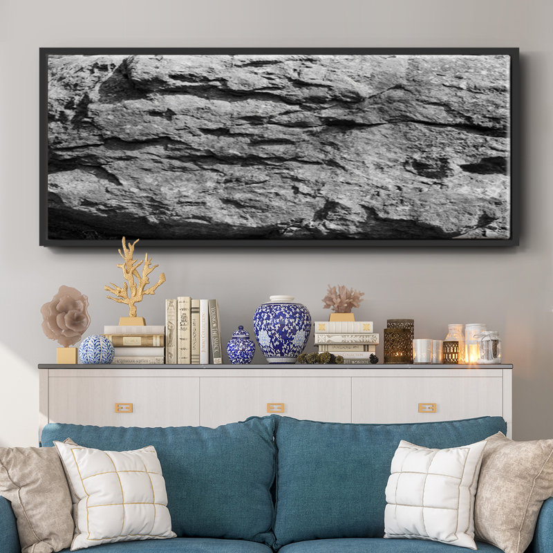 Found Textures XV- Framed Canvas, 12" H x 30" W
