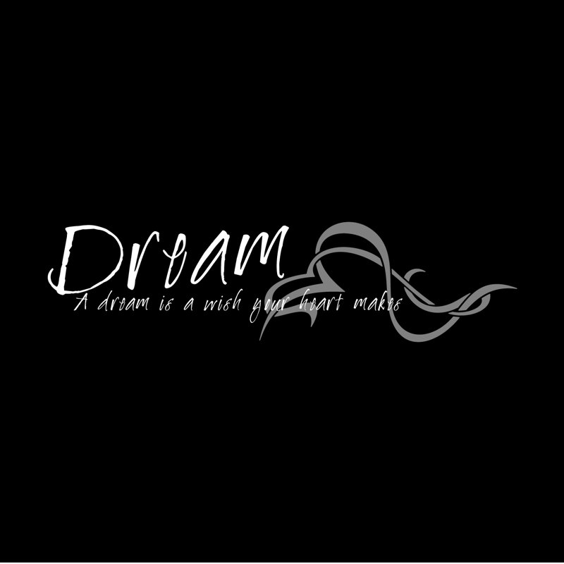 Adhésif décoratif « A dream is a wish your heart makes », H 8 po x l 30 po x P 0,01 po, Blanc