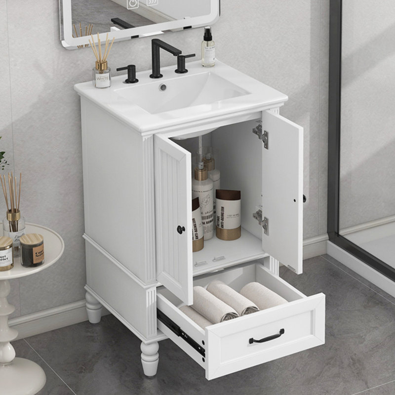 Armoire de salle de bain avec lavabo et deux portes