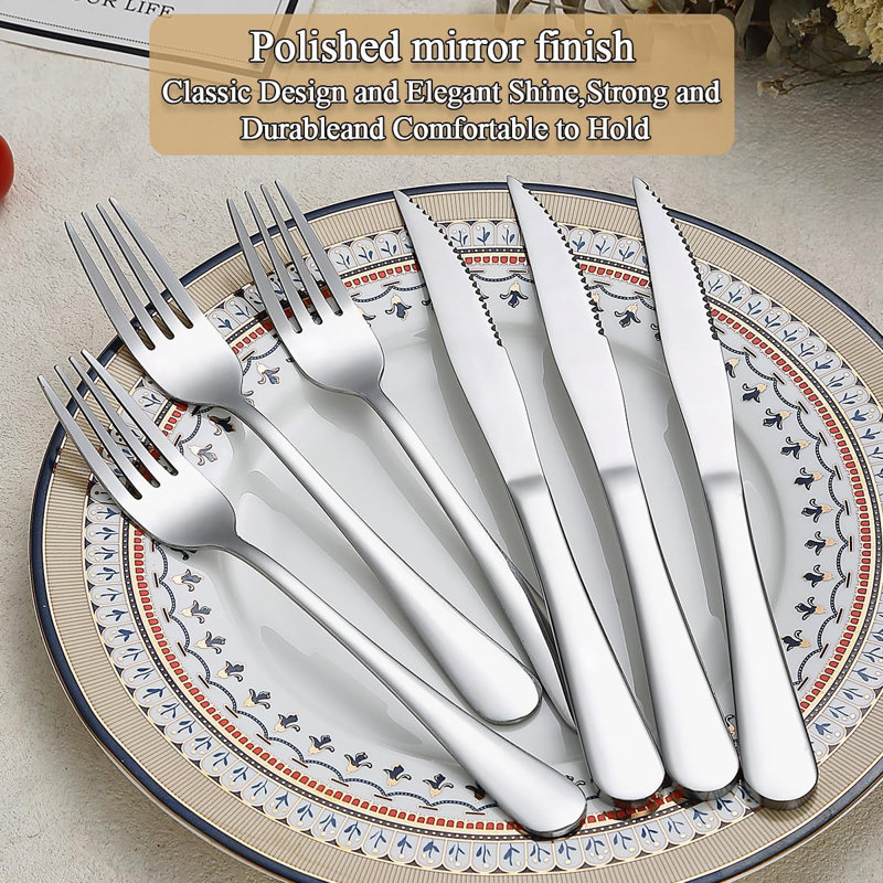24 Piece Steak Knife Set, Silver