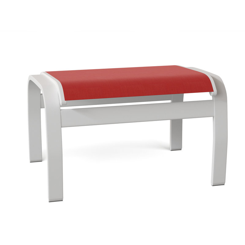 Repose-pieds d'extérieur avec coussin Askar, Cali, Blanc texturé