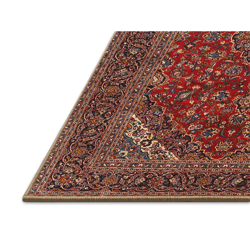 Tapis traditionnel rouge / bleu / beige Gavina, Rectangle 5 pi x 7 pi