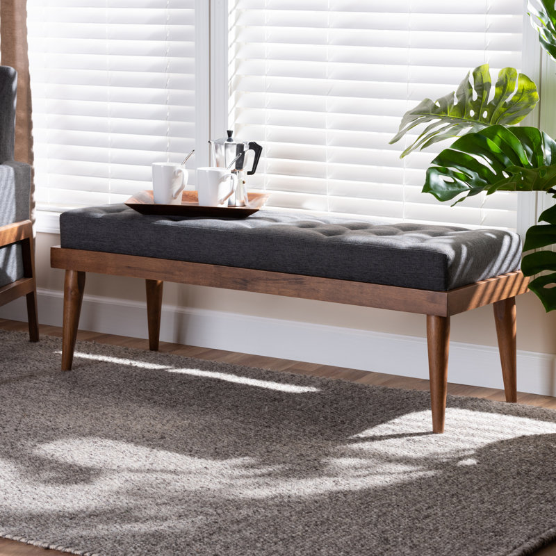 Aaidah Polyester Upholstered Bench, Dark Gray