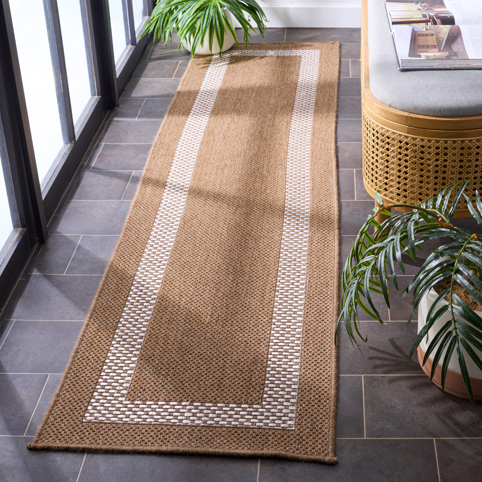 Geometric Outdoor Rug, Runner 2' x 8'