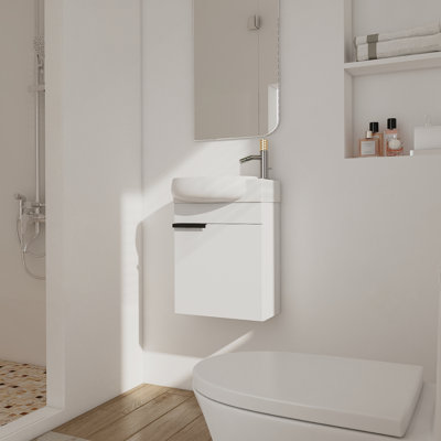 Meuble-lavabo autoportant à fermeture en douceur avec lavabo