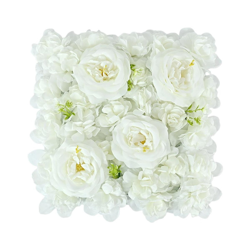 Ensemble de 3 panneaux muraux à fleurs artificielles 15,7 po, Blanc