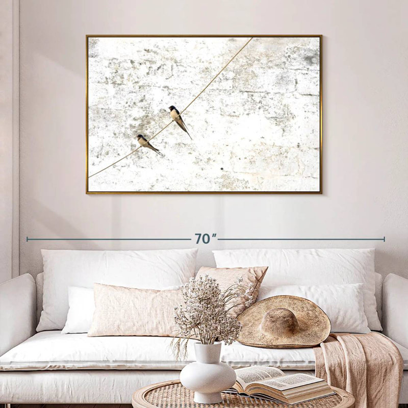 Swallow Songbirds, 46 po x 31 po, Cadre flottant doré