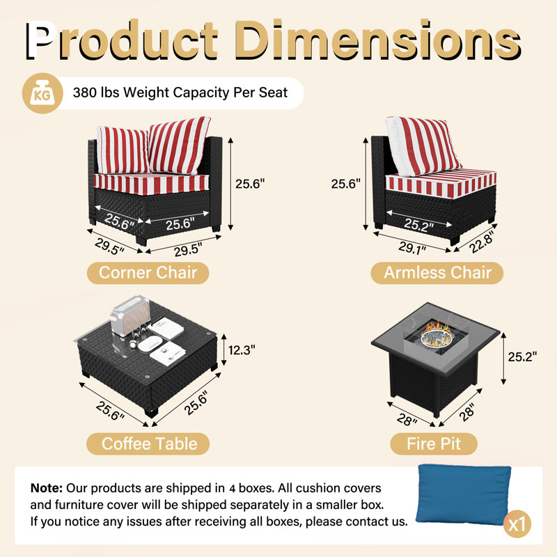 𝗡𝗼-𝗔𝘀𝘀𝗲𝗺𝗯𝗹𝘆 𝗖𝗵𝗮𝗶𝗿𝘀, Ensemble de conversation modulaire d'extérieur en osier pour 6 personnes avec conversation