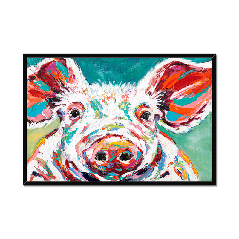 Piggy II by Carolee Vitaletti - Painting, Black Single Picture Framed Paper, 34cm H x 50cm W