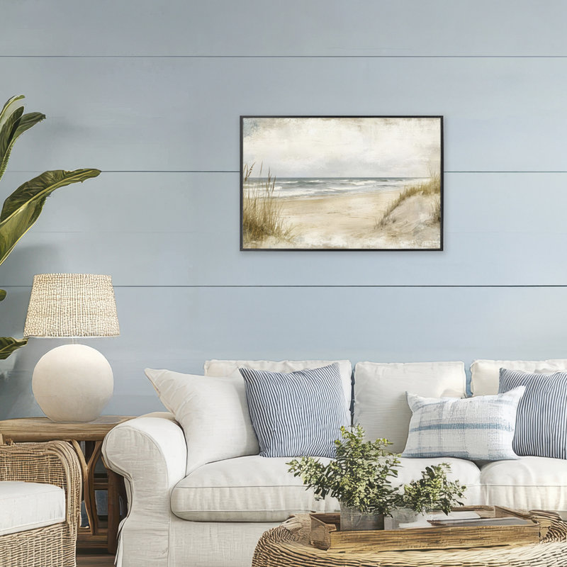 Sandy Dunes View, estampe numérique, design par LSR Creative Studio, Giclée encadrée noir minuit, H 20 po x l 30 po
