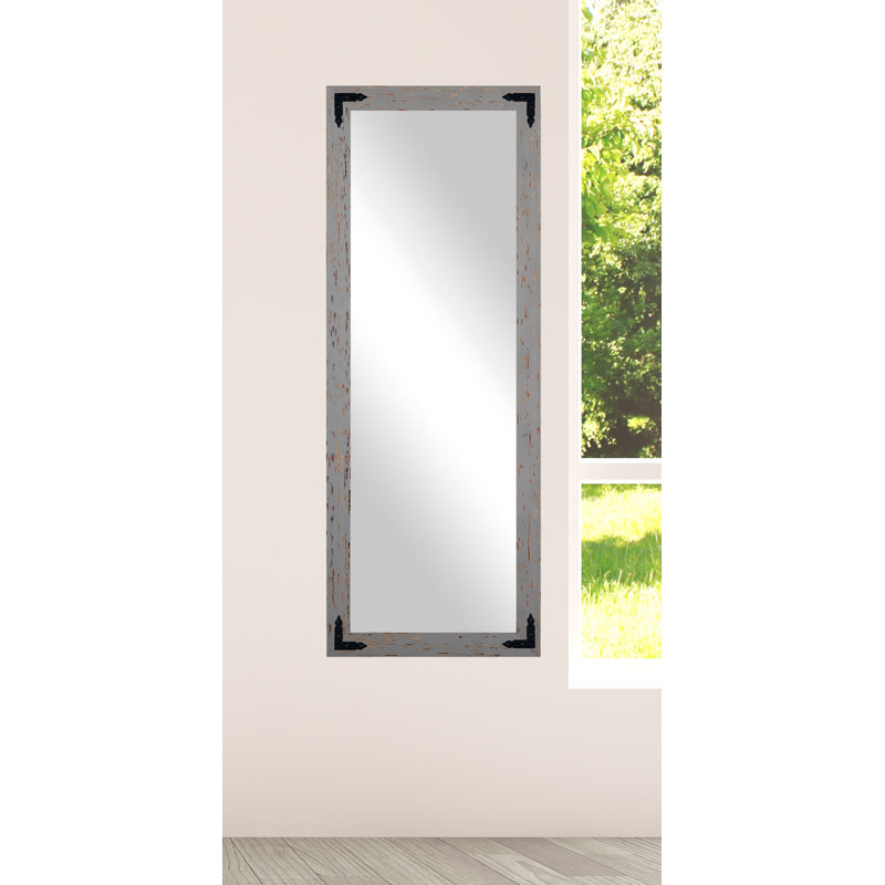 Kyrei Solid Wood Flat Mirror, 59" H x 20" W, Grey/Red