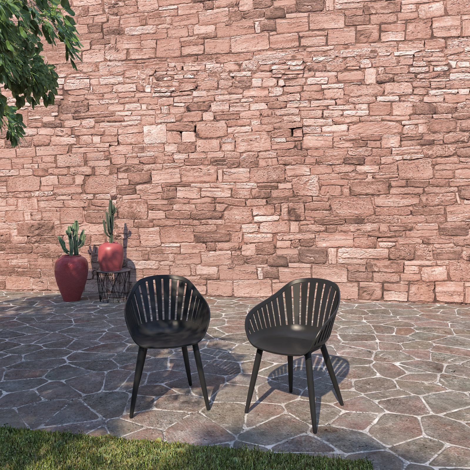 Anautica 87" Patio Dining Set, Black