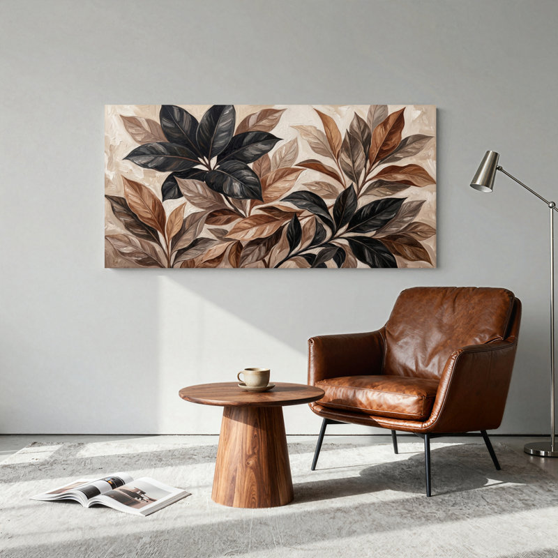 Ensemble de 1 tableau sur toile à motif de feuilles, 46“W x 24”H, Wrapped Canvas