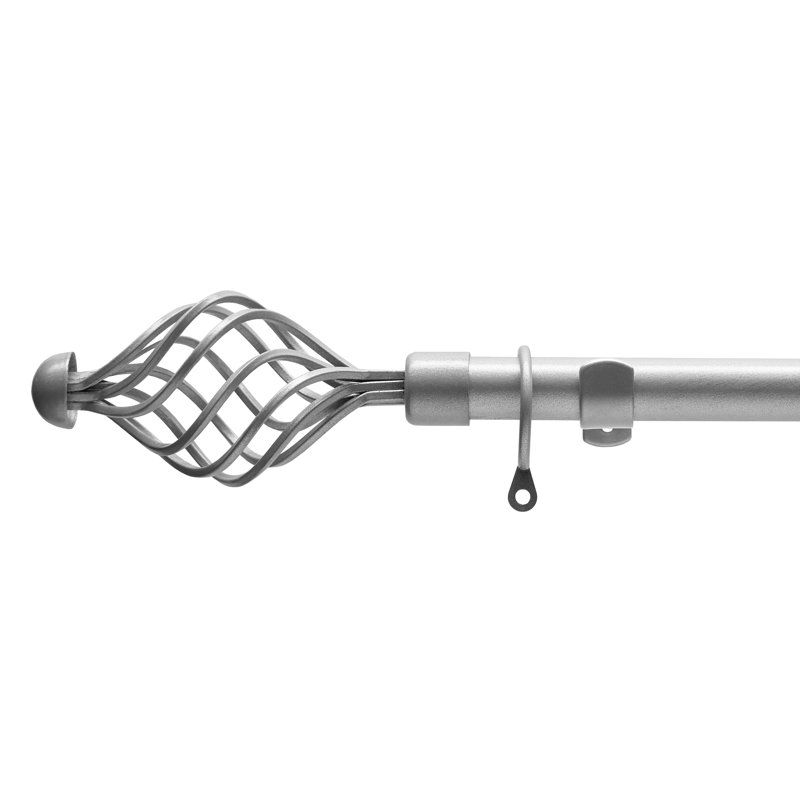 Rheba Adjustable Curtain Pole Set, 6cm H x 120cm W x 6cm D, Silver
