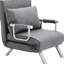 Chaise de lit réglable à 5 positions, pliante grise avec oreiller et structure en acier stable pour lit de bureau à domicile, ensemble convertible