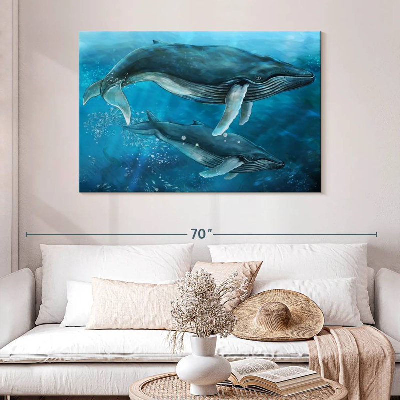 Majestic Humpback Whales, 32" H x 48" W