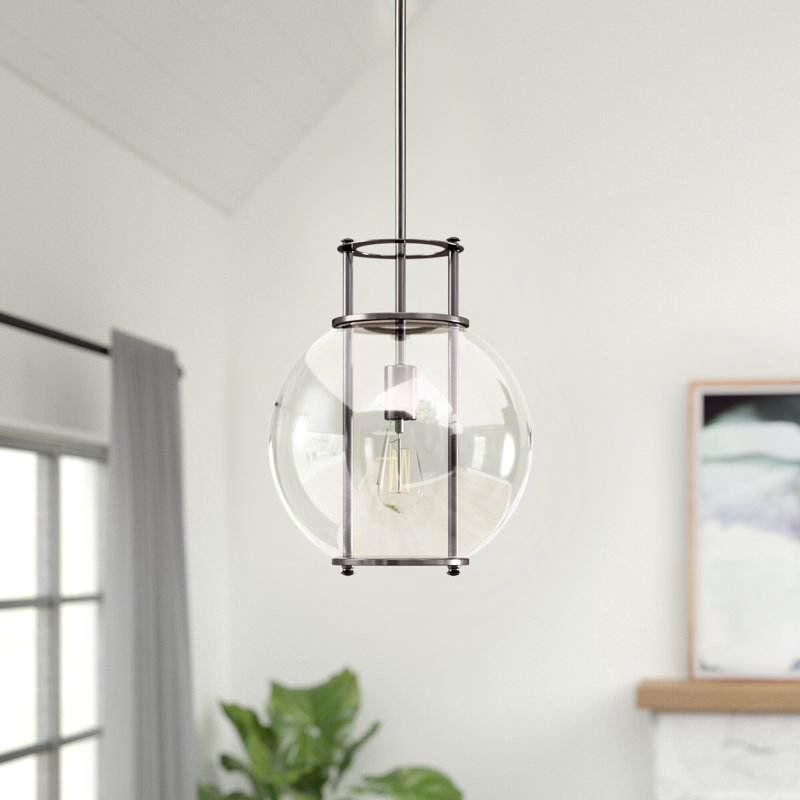 Luminaire suspendu sphère 1 lumière Elly, Nickel brossé
