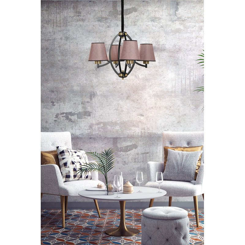 Lustre géométrique à 4 lumières Roberson, Rose, Noir