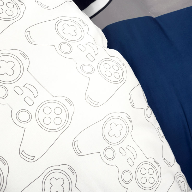 Navy Reversible Twin Microfiber Kids' Comforter Set