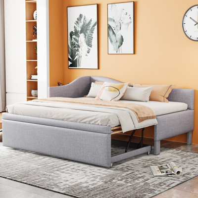 Twin Size Upholstered L-Shaped Daybed with Pop-Up Trundle - Multi-Functional Sofa Bed by Latitude Run