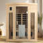 Sauna intérieur en pruche à faible champ électromagnétique pour 3 personnes avec porte en verre chauffante