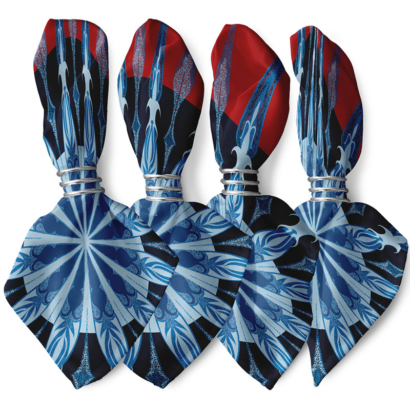 Ensemble de 4 serviettes de table à imprimé « Delight Sailor », Rouge