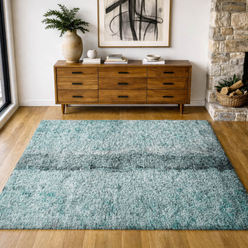 Tapis à poil long de qualité supérieure lavable à la machine ADS605, Teal, 5' x 7'6"