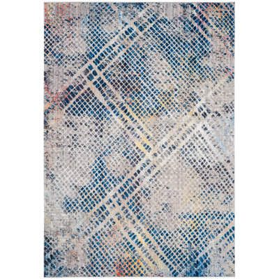 Tapis abstrait bleu / beige Massad