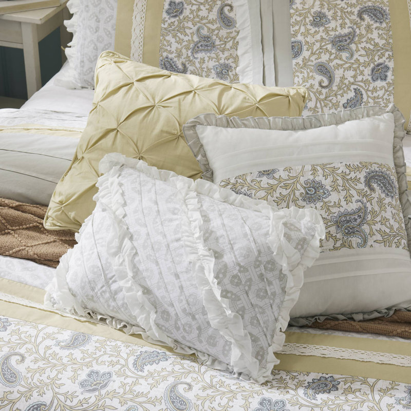 Dawn 9 Piece Cotton Percale Comforter Set, Queen Comforter + 8 Additional Pieces, Yellow