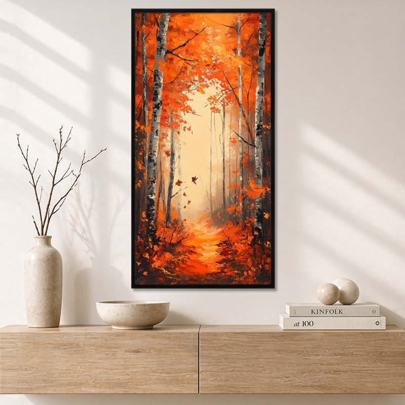 Orange orange brun I - décoration murale d'automne orange, impressions encadrées chaleureuses, H 32 po x l 16 po