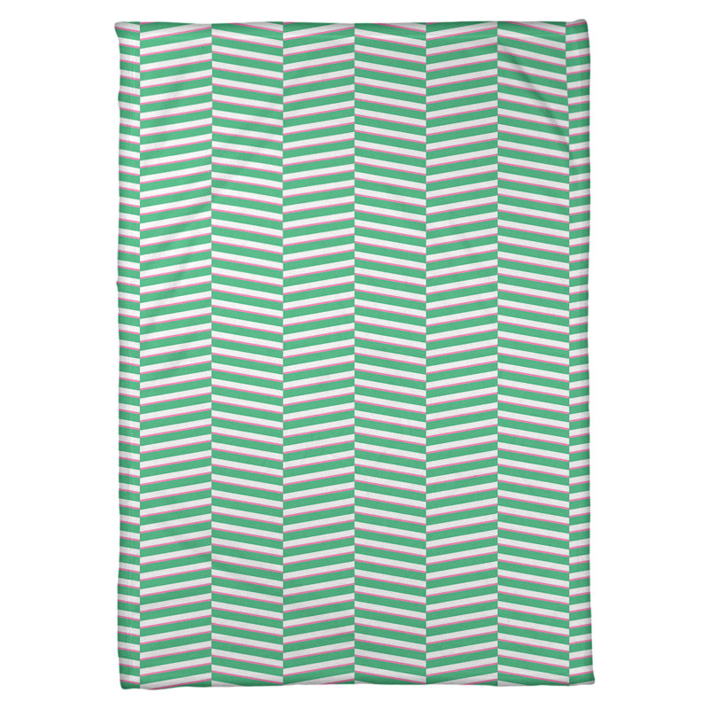 Couverture polaire rayures fracture, l 60 po x L 80 po, Vert et rose