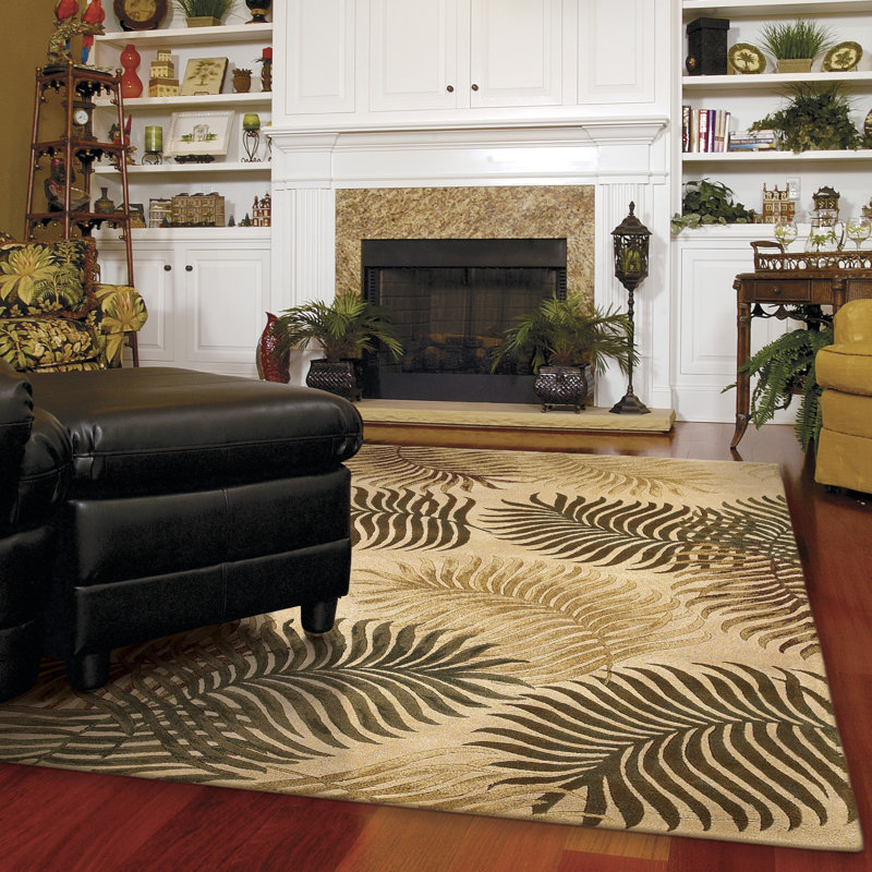 Delview Floral Handmade Tufted Wool Area Rug, Rectangle 3'3" x 5'3", Natural