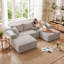 Canapé d'angle moderne en forme de U avec double méridienne et pouf, en velours côtelé et mousse comprimée 30D, aucun assemblage requis. Sofa confortable pour salon ou appartement.-2109999934
