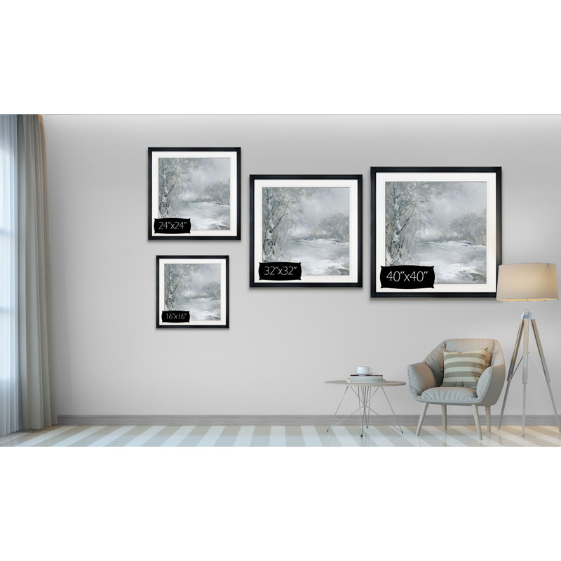 «Winter Wonderland», reproduction de peinture à l'huile, H 17,5 po x l 17,5 po x P 1,5 po, Cadre noir