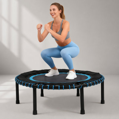 40 Inch Adult Fitness Trampoline with Durable Bungees, Stable & Quiet Exercise Rebounder for Indoor and Garden Workouts, Max Load 330 lbs