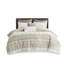 Housse de couette 3 pièces double / grand, coton avec capitonnage en chenille, touche rétro, motif, revers taupe uni, aspect chic lavable à la machine, envers-118022793-118022794