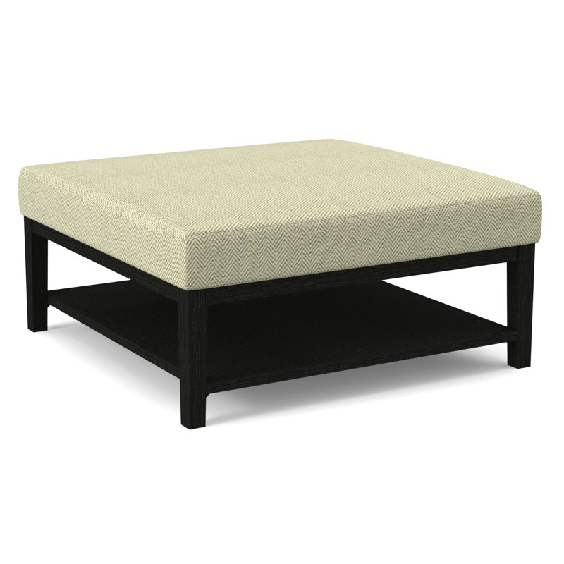 Hammond Square Ottoman, Antique Black Finish, Gray Sugar Performance; 0863-84