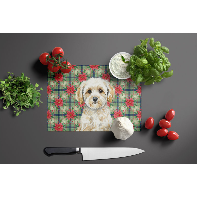 Planche à découper Maltipoo Christmas PoinsettIas, Crème, crème