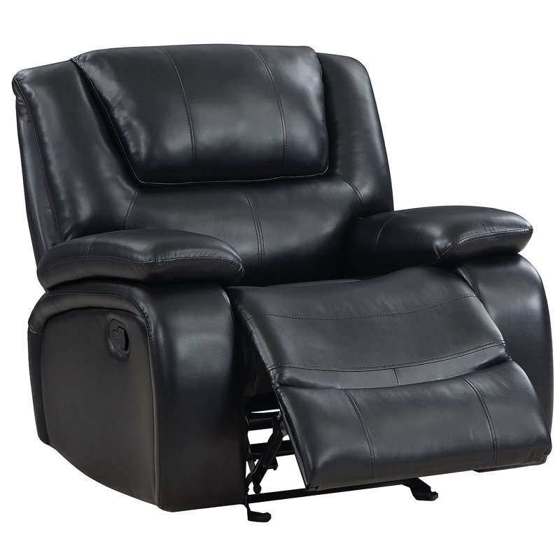 Elodie Black Upholstered Glider Recliner Chair, Black